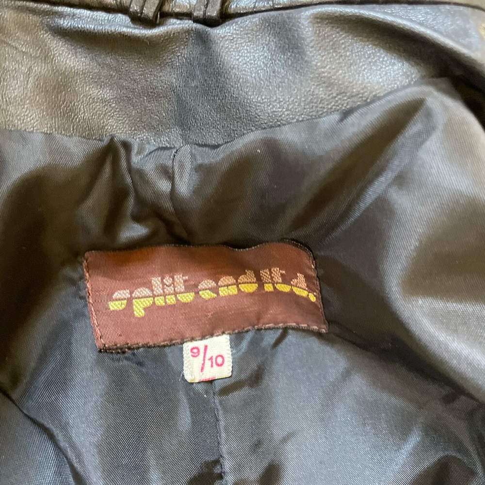 Vintage 80s leather duster trench coat Split Ends Ltd. Black coat jacket - Picture 12 of 13